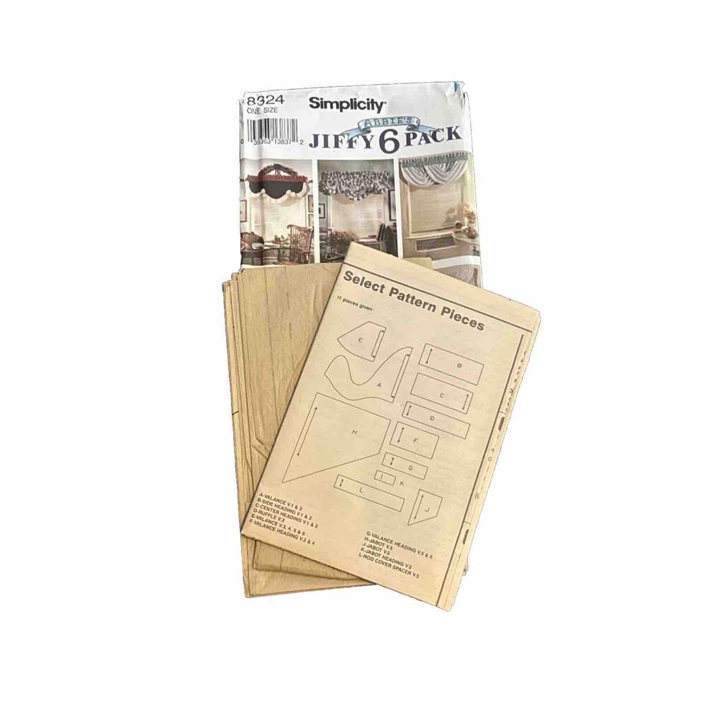 Simplicity Sewing Pattern 8324 Abbies Jiffy 6 Pack Window Treatments Valance NEW